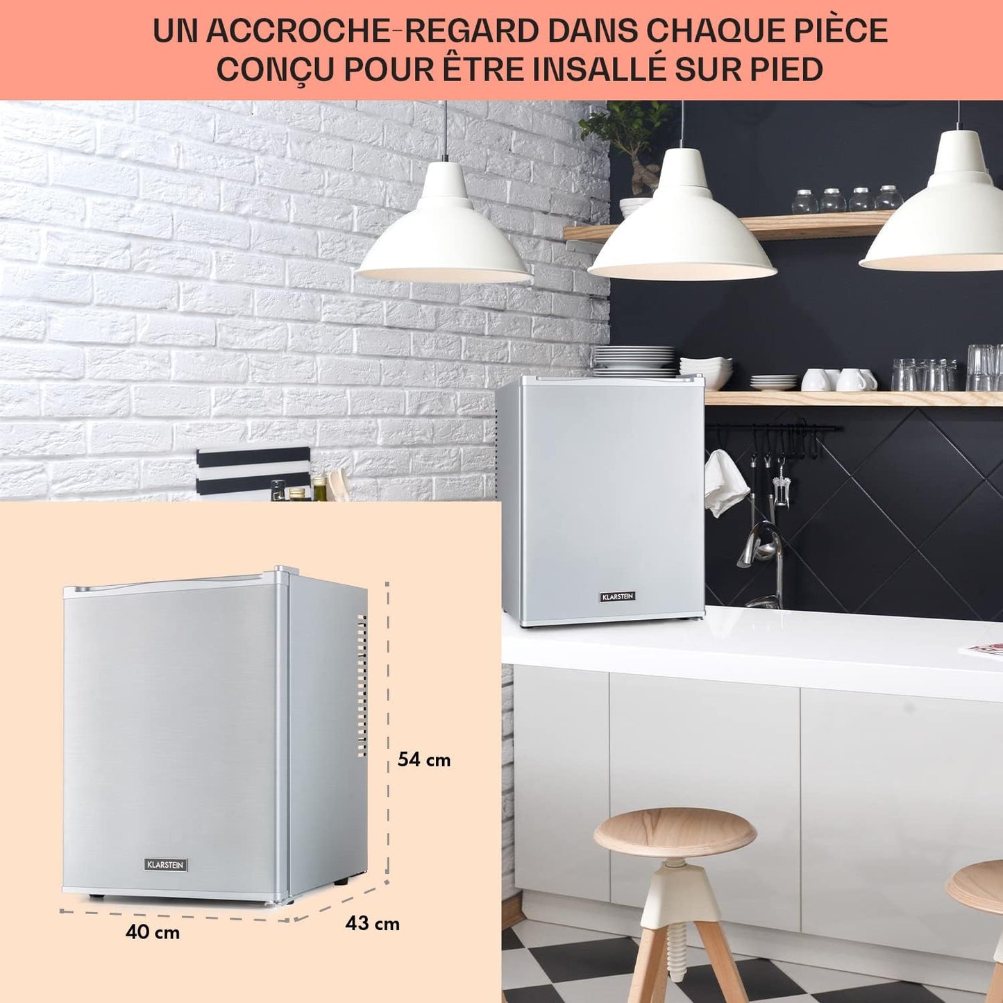 Mini Frigo De Chambre De 33L Pour Snacks Et Boissons, Top Silencieux, Bar, Petit Réfrigérateur Camping, Pour Cosmetique, Refrigerateur Avec Étagères Réglables, 5-15°C