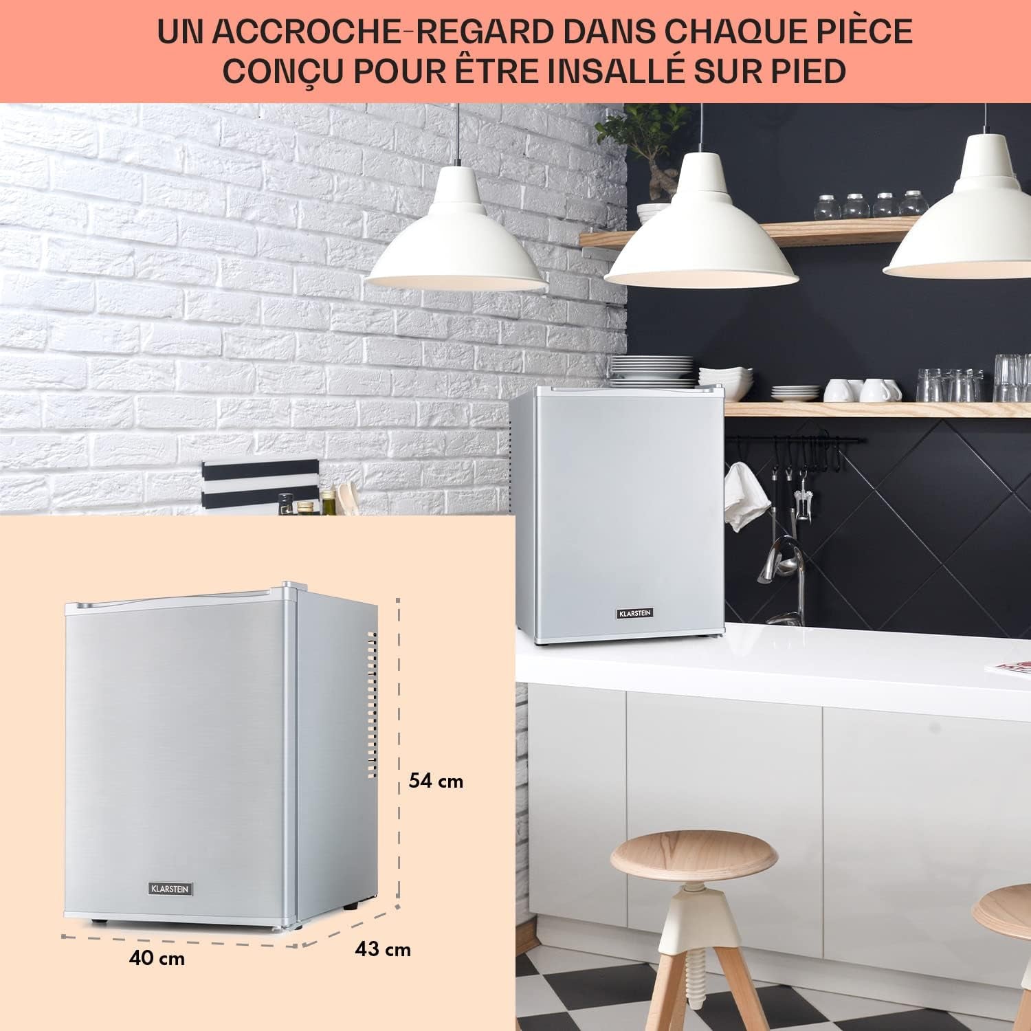 Mini Frigo De Chambre De 33L Pour Snacks Et Boissons, Top Silencieux, Bar, Petit Réfrigérateur Camping, Pour Cosmetique, Refrigerateur Avec Étagères Réglables, 5-15°C