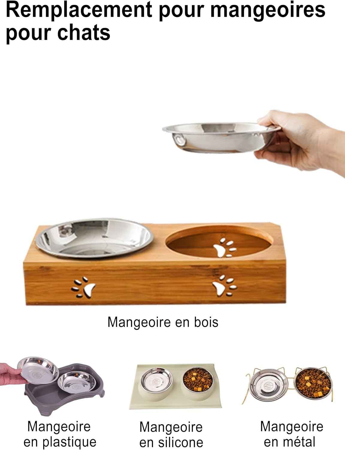 Petite Gamelle Chat INOX Peu Profonde, Lot De 4 Gamelle Chaton De 14,7 Cm, Bol Chat INOX 320Ml