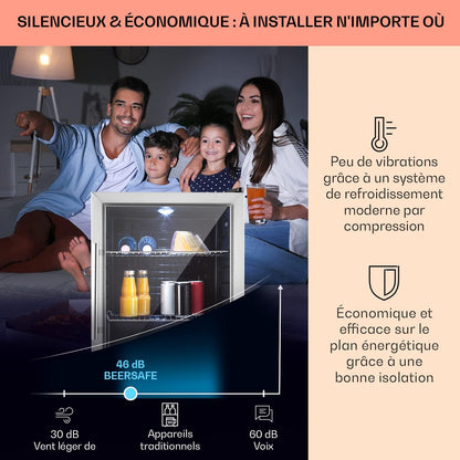 Mini Frigo De Chambre Et Bureau Pour Boisson, Petit Frigo Silencieux, Refrigerateur Mini Bar 60L, Petit Réfrigérateur Camping, Étagères Réglables Pour Le Vin, Cannette, Beer Fridge