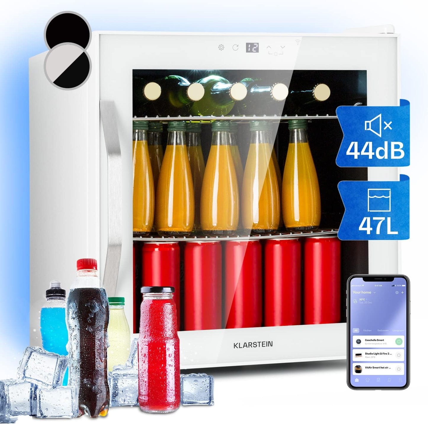 Mini Frigo De Chambre De 47L Pour Boissons Et Bieres, Petit Frigo Silencieux, Mini Bar Intérieur/Ext, Petit Refrigérateur Camping, Stockage De Vins Et Boisssons, Étagères Amovibles, 5-18°C