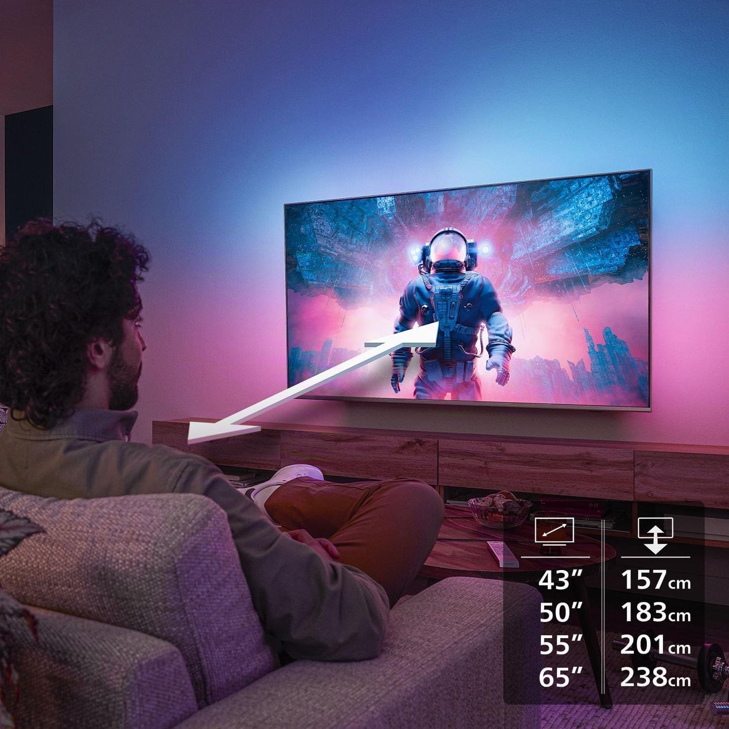 Philips Ambilight 55PUS8000 4K LED Smart TV - Écran 50 Pouces Avec Plateforme Pixel Precise Ultra HD, Titan OS Et Son Dolby Atmos, Compatible Alexa Et Assistant Vocal Google