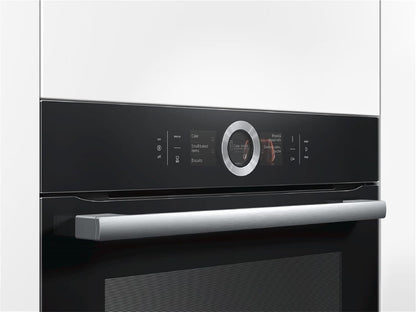 HBG676EB6 Serie 8 Four Électrique / A+ / 71 L / Gril Grande Surface / Plateau / Niveau De Pizza / Perfectroast & Perfectbake / Acier Inoxydable Noir