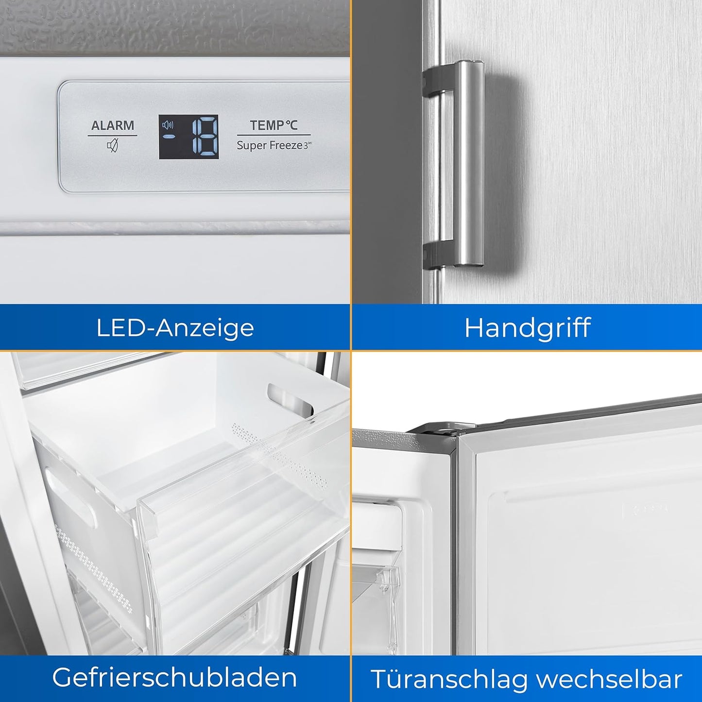 Exquisit Congélateur GS271-NF-H-010E Inoxlook | Congélateur Nofrost 194 L | Congélateur Avec 5 Tiroirs | Congélation Rapide