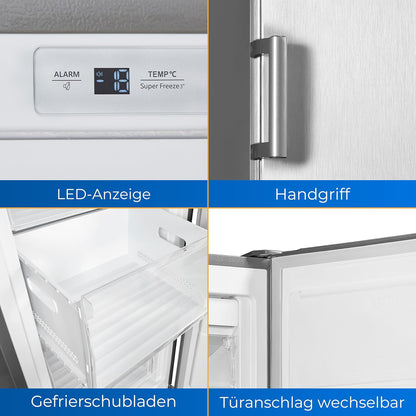Exquisit Congélateur GS271-NF-H-010E Inoxlook | Congélateur Nofrost 194 L | Congélateur Avec 5 Tiroirs | Congélation Rapide