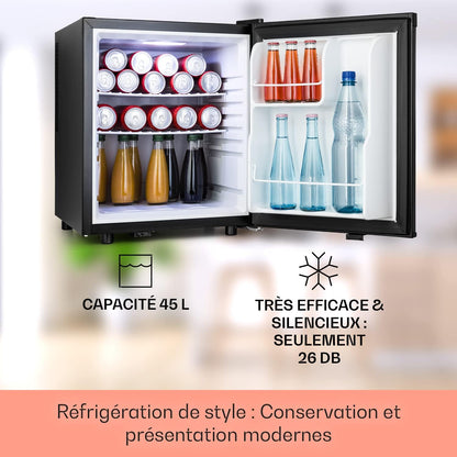 Mini Frigo De Chambre De 45L Pour Boissons Et Bieres, Petit Frigo Silencieux, Mini Bar Intérieur/Ext, Petit Refrigerateur Camping, Stockage De Vins, Cosmetique, Étagères Réglables, 6-18°C