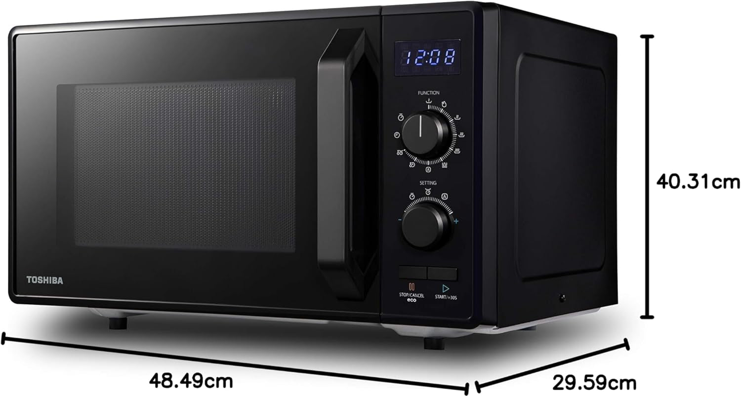 Micro-Ondes 3-En-1 23L MW2-AG23PF(BK), Micro-Ondes Sur Pied Avec Fonction Grill & Combi, Grill 900W/1000W, Fonction ECO, Plateau Tournant Avec Mémoire De Position, Noir