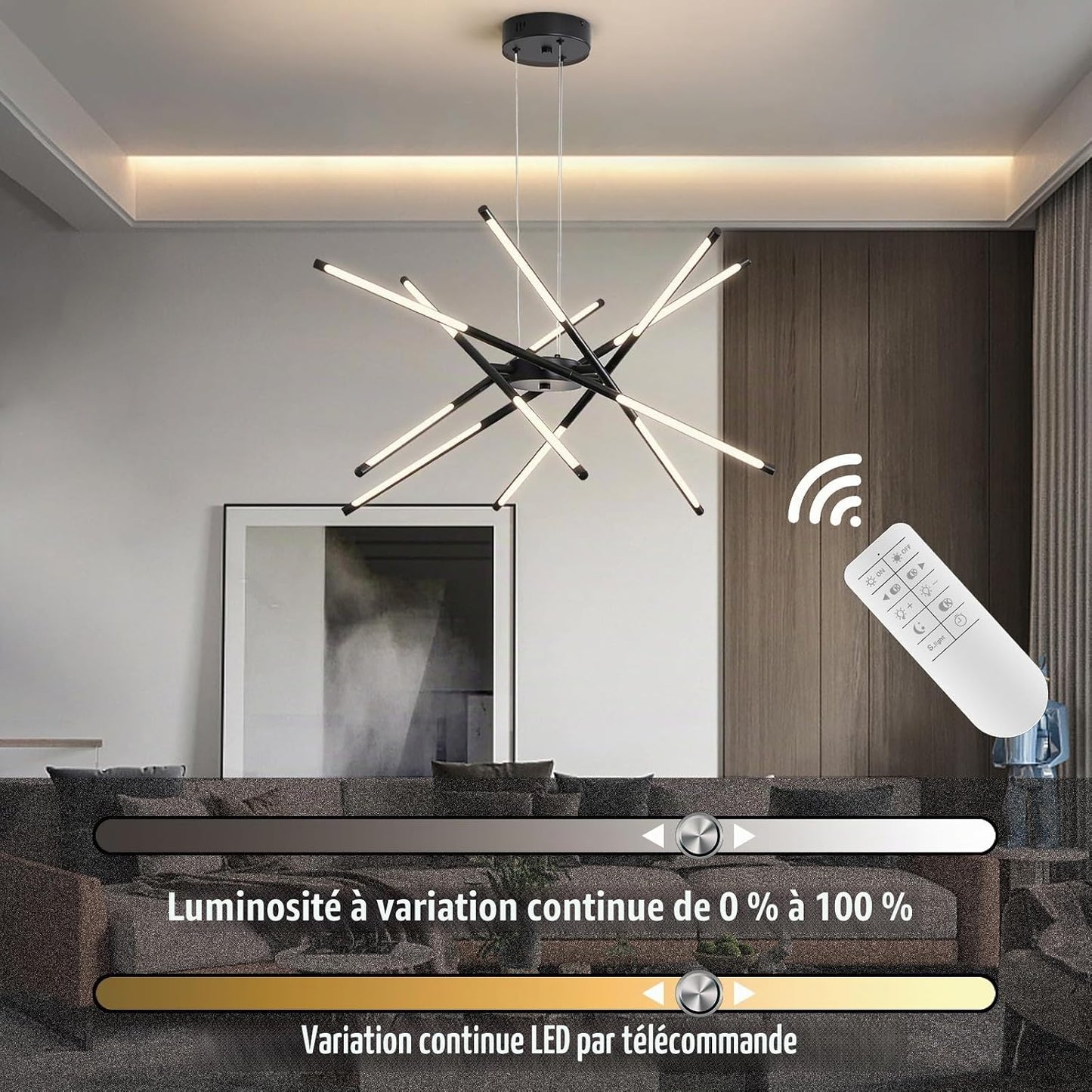 Lustre Moderne À LED Spoutnik, Noir/Doré, Plafonnier Industriel À Suspendre Avec 12 Têtes Pour Salon, Salle À Manger, Cuisine, Chambre À Coucher