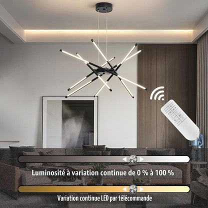 Lustre Moderne À LED Spoutnik, Noir/Doré, Plafonnier Industriel À Suspendre Avec 12 Têtes Pour Salon, Salle À Manger, Cuisine, Chambre À Coucher