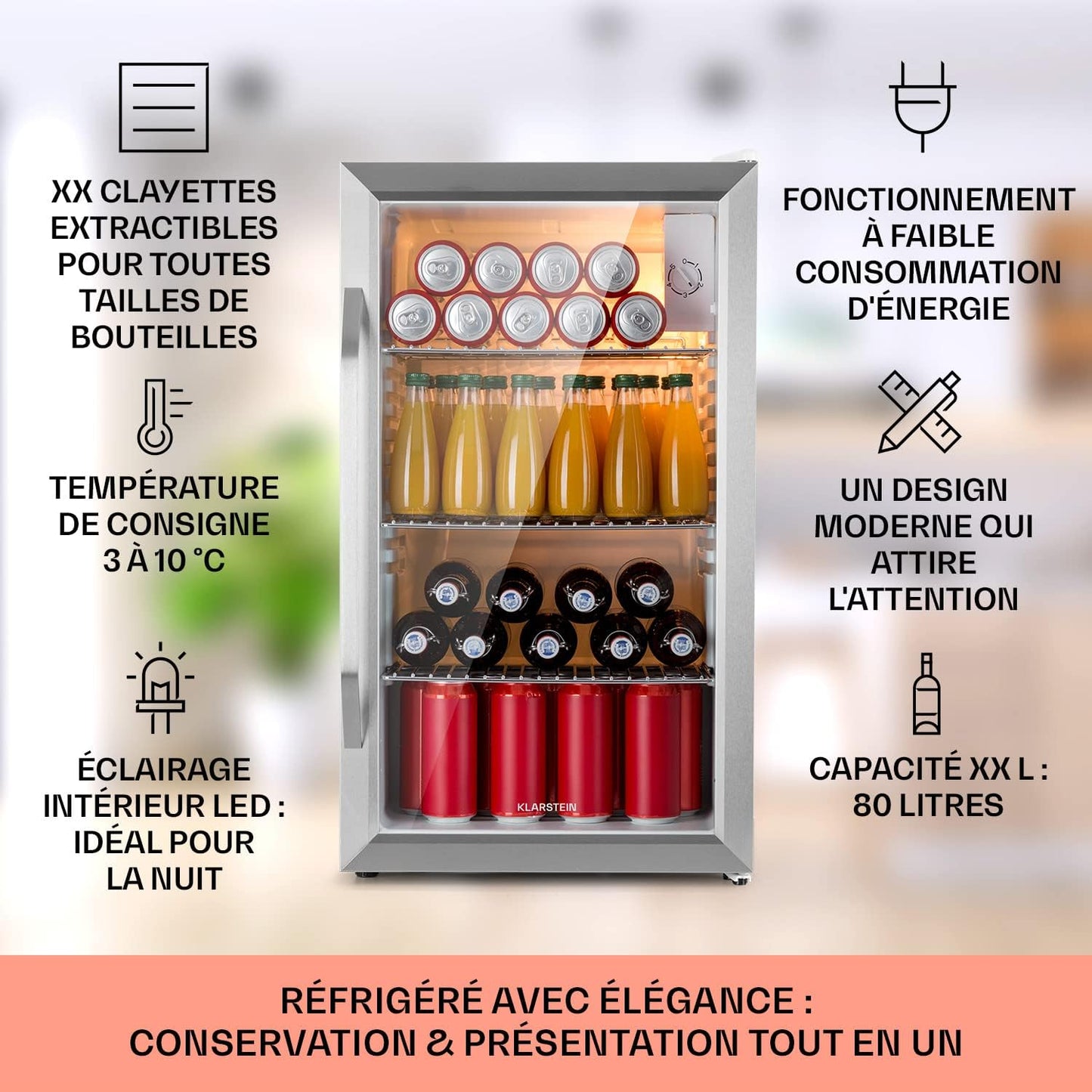 Mini Frigo De Chambre Et Bureau Pour Boisson, Petit Frigo Silencieux, Refrigerateur Mini Bar 80L, Petit Réfrigérateur Camping, Étagères Réglables Pour Le Vin, Cannette, Beer Fridge