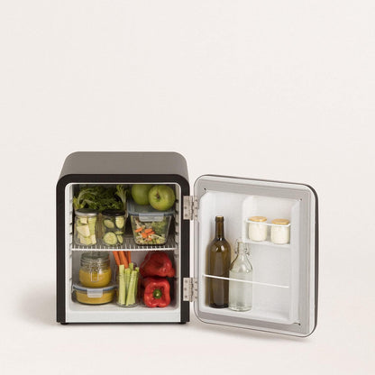 / RETRO FRIDGE 50 Silver/Réfrigérateur Noir Avec Poignée Argent/Pratique Et Fonctionnel, Matériaux Résistants