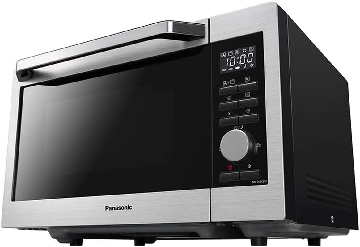 NN-C69KSMEPG Four Micro-Ondes Combiné Gril Et Plateau Tournant En Verre, 30L, 1000W, 40/100-220°C, 30 Programmes, Décongélation Auto, 5 Niveaux De Puissance, Minuterie, LED, Acier Inoxydable