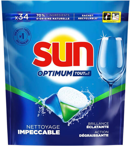 - Optimum Pastilles Lave-Vaisselle Tout En 1 - 34 Capsules - Regular - Nettoyage Impeccable & Brillance Éclatante - Tablettes Avec Action Dégraissante