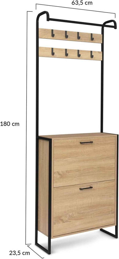 - Vestiaire D'Entrée LUIS Meuble Chaussures 2 Portes Design Industriel