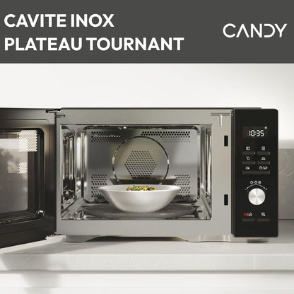 CMCA29EDLB Four Micro-Ondes Gril 1000W, Combiné À Chaleur Tournante, Grande Capacité 29L, Menus Pré-Programmés, Nettoyage Auto, Programmateur Digital, Fonction Décongélation, Noir Silver