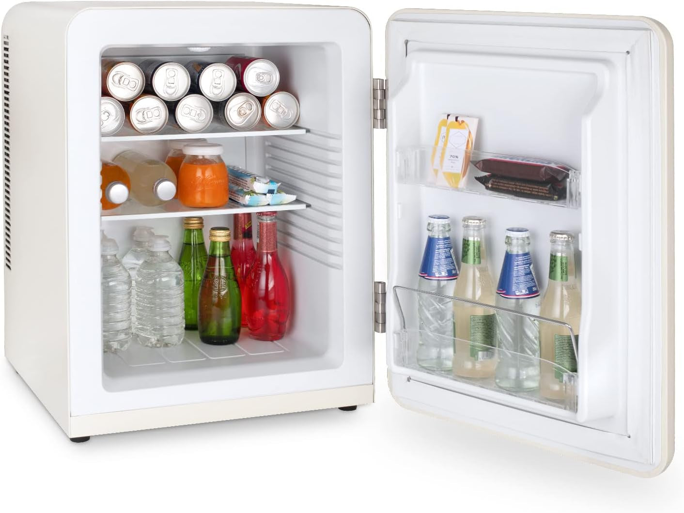 Mini Bar Vintage 31L TOAD8, Mini Frigo De Chambre Compact, Aliments, Boissons, Cosmétiques, Design Vintage, Température Réglable 6°-15°C, 24 Db, Couleur Crème