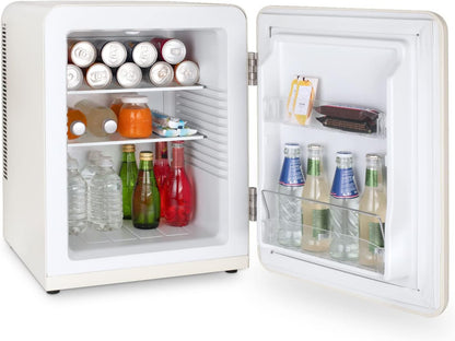 Mini Bar Vintage 31L TOAD8, Mini Frigo De Chambre Compact, Aliments, Boissons, Cosmétiques, Design Vintage, Température Réglable 6°-15°C, 24 Db, Couleur Crème