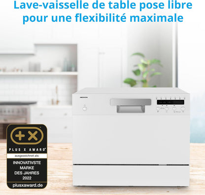 Lave-Vaisselle De Table (Capacité 6 Couverts, 7 Programmes De Nettoyage, Affichage LED, 47 Db, MD37496) Blanc