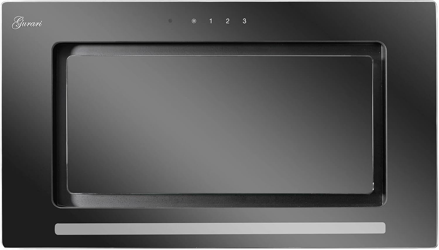 Hotte De Plafond GCH E 217 70 BL Prime Incl. Set De Recirculation D'Air, Hotte De Cuisine 70 Cm, Verre Noir, 1000M³/H, Haute Capacité D'Extraction, Hotte De Cuisine, Air Extrait/Air Recyclé
