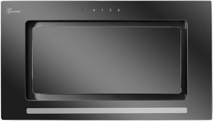 Hotte De Plafond GCH E 217 70 BL Prime Incl. Set De Recirculation D'Air, Hotte De Cuisine 70 Cm, Verre Noir, 1000M³/H, Haute Capacité D'Extraction, Hotte De Cuisine, Air Extrait/Air Recyclé