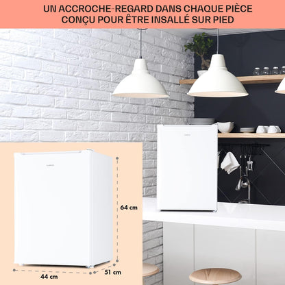 Mini Frigo De Chambre De 67L Pour Boissons Et Bieres, Petit Frigo Silencieux, Mini Bar Intérieur/Ext, Petit Refrigerateur Camping, Stockage De Vins, Cosmetique, Étagères Réglables, 5-14°C