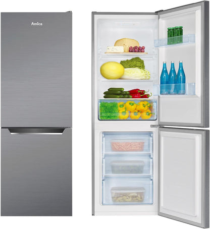 Amica KGCL 386 160 E Réfrigérateur-Congélateur Autoportante 227 L Acier Inoxydable