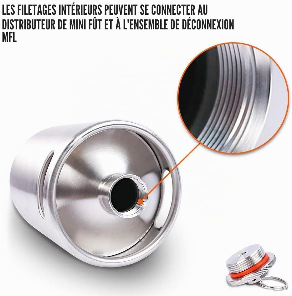 - Mini Fût En Acier Inoxydable De 4 Litres - Brasseur De Bière Portable Avec Soupape D'Échappement - Capuchon Conçu Pour Garder Les Boissons Fraîches
