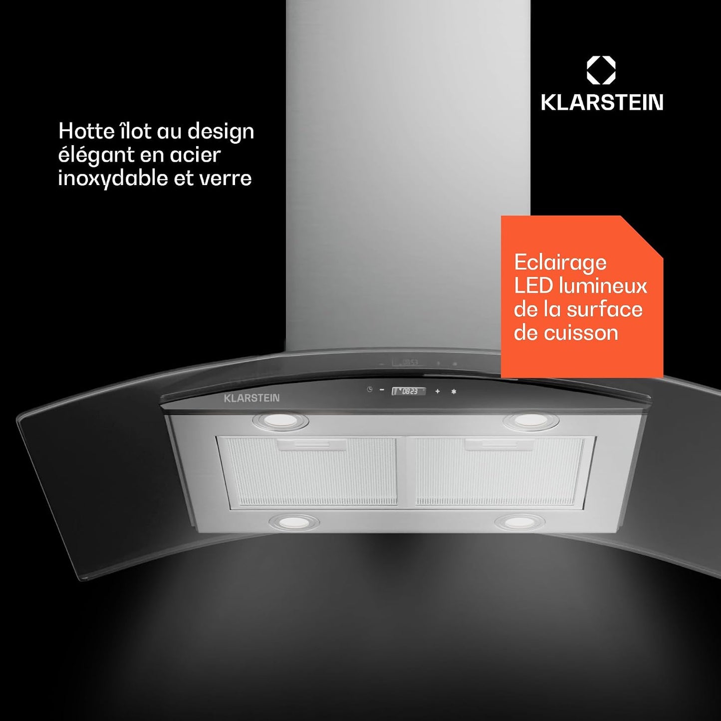 Hotte Aspirante 90 Cm, Hotte Aspirante Silencieuse, De Cuisine 90Cm Avec Lampes LED, Débit D'Air Puissant De 600 M³/H, Avec Évacuation, Filtre À Graisse En Aluminium