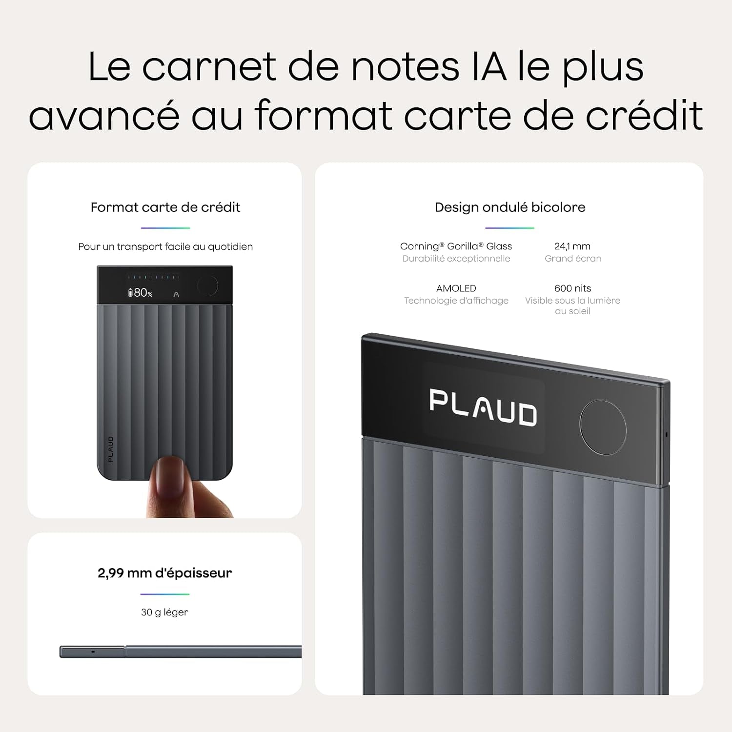 Note Pro Enregistreur Vocal IA Dictaphone Avec Transcription Noir | RéSumé IA Saisie Multimodale Jusqu’À 50H D’Enregistrement Teams ConçU Pour ConféRences RéUnions Appels ÉTui Inclus