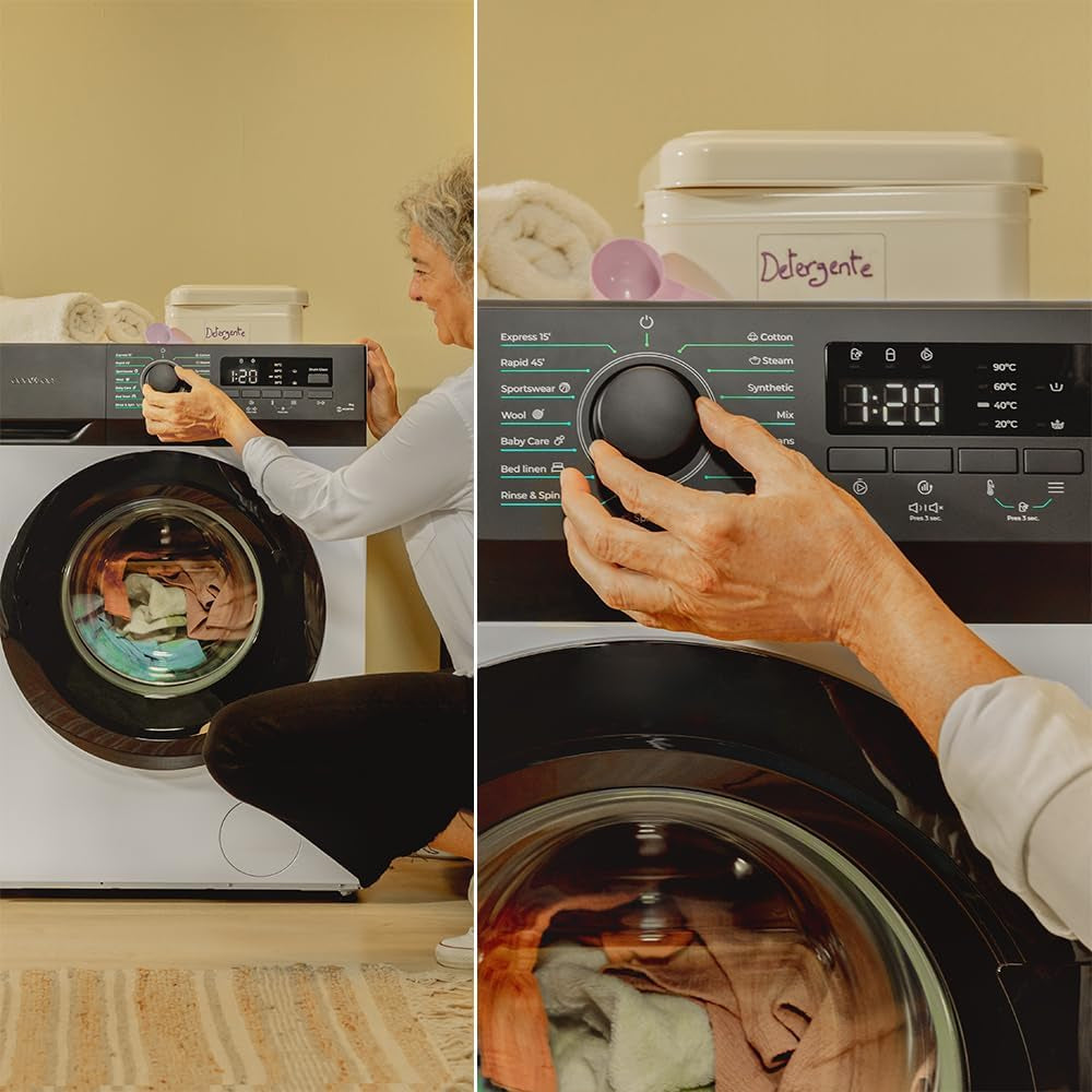 Lave-Linge À Chargement Frontal De 7 Kg Bolero Dresscode 7300 Inverter A. 1950 W, 1200 Tr/Min Réglables Au Maximum, 15 Programmes, Vapeur Steammax