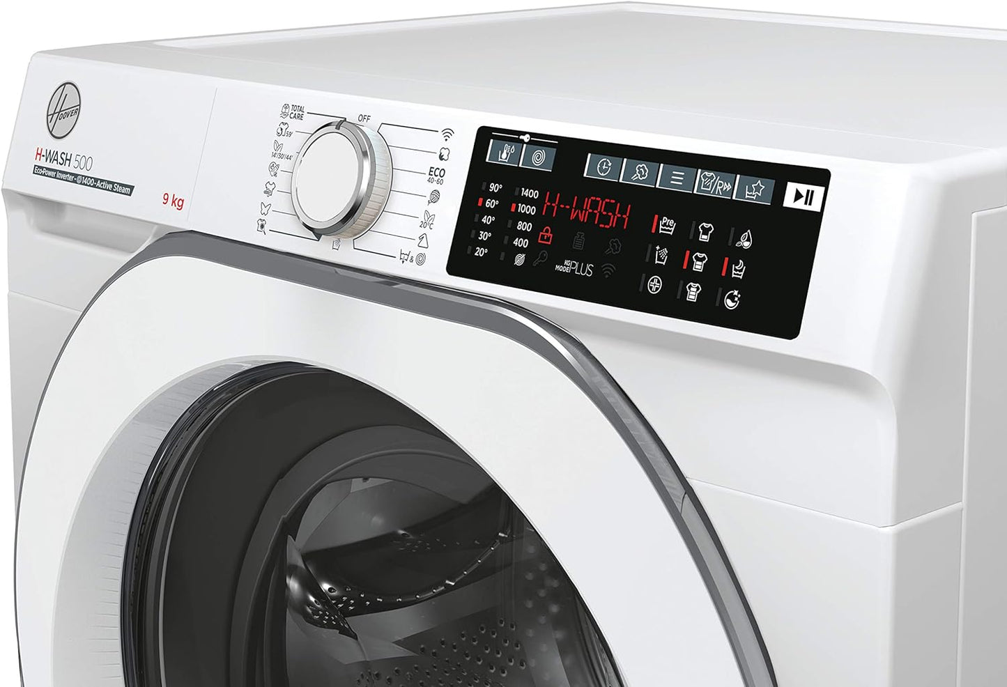 HW 49AMC/1-S H-WASH 500 Machine À Laver Intelligente 9 Kg, 1400 Tours, Wi-Fi + Bluetooth, Charge Avant, Fonction Vapeur, Moteur Onduleur, 60 X 54 X 85 Cm, Blanc, Classe A