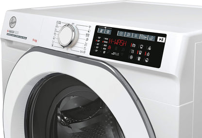 HW 49AMC/1-S H-WASH 500 Machine À Laver Intelligente 9 Kg, 1400 Tours, Wi-Fi + Bluetooth, Charge Avant, Fonction Vapeur, Moteur Onduleur, 60 X 54 X 85 Cm, Blanc, Classe A