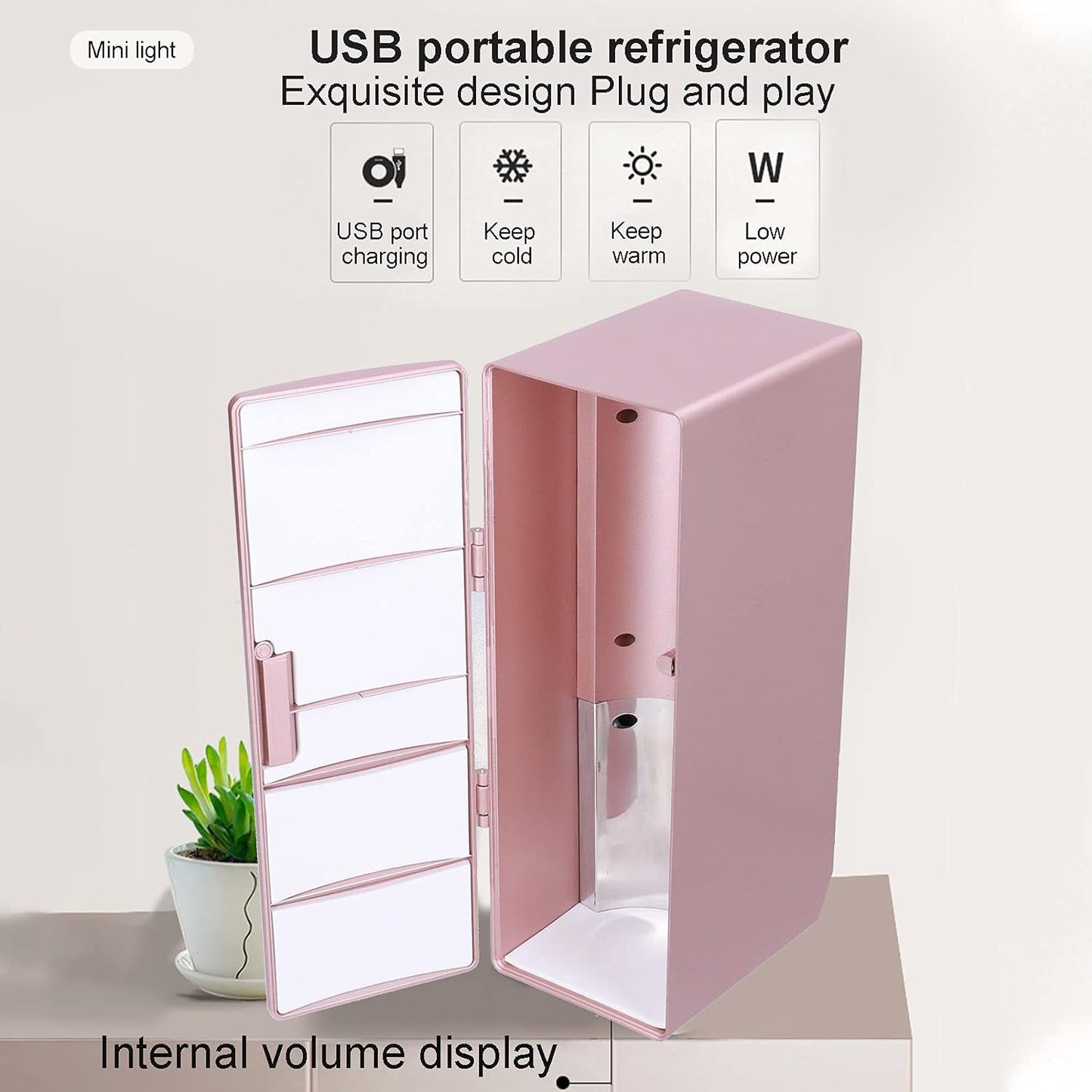 Mini Réfrigérateur Petit USB Cosmétiques Portable or Rose Réfrigéré Mini Réfrigérateur Refroidisseur Réfrigérateur Miniature Maison Mini Réfrigérateur