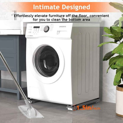 Lot De 2 Roulettes De Transport Moblies Lave-Linge Sous Châssis Pour Réfrigérateur Sèche-Linge, Congélateur Jusqu'À 300 Kg, Avec 24 Roues, Frein, Gris