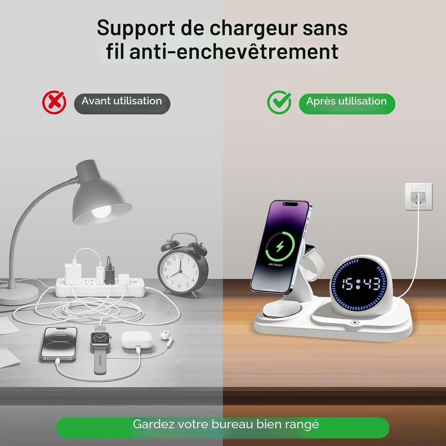 Chargeur Sans Fil 6 En 1 Pour Iphone Avec Enceinte Bluetooth,Station De Charge Rapide Pour Iphone 17/16/15/14/13/12/11/Pro/Max/Plus, Pour Apple Watch Et Airpods
