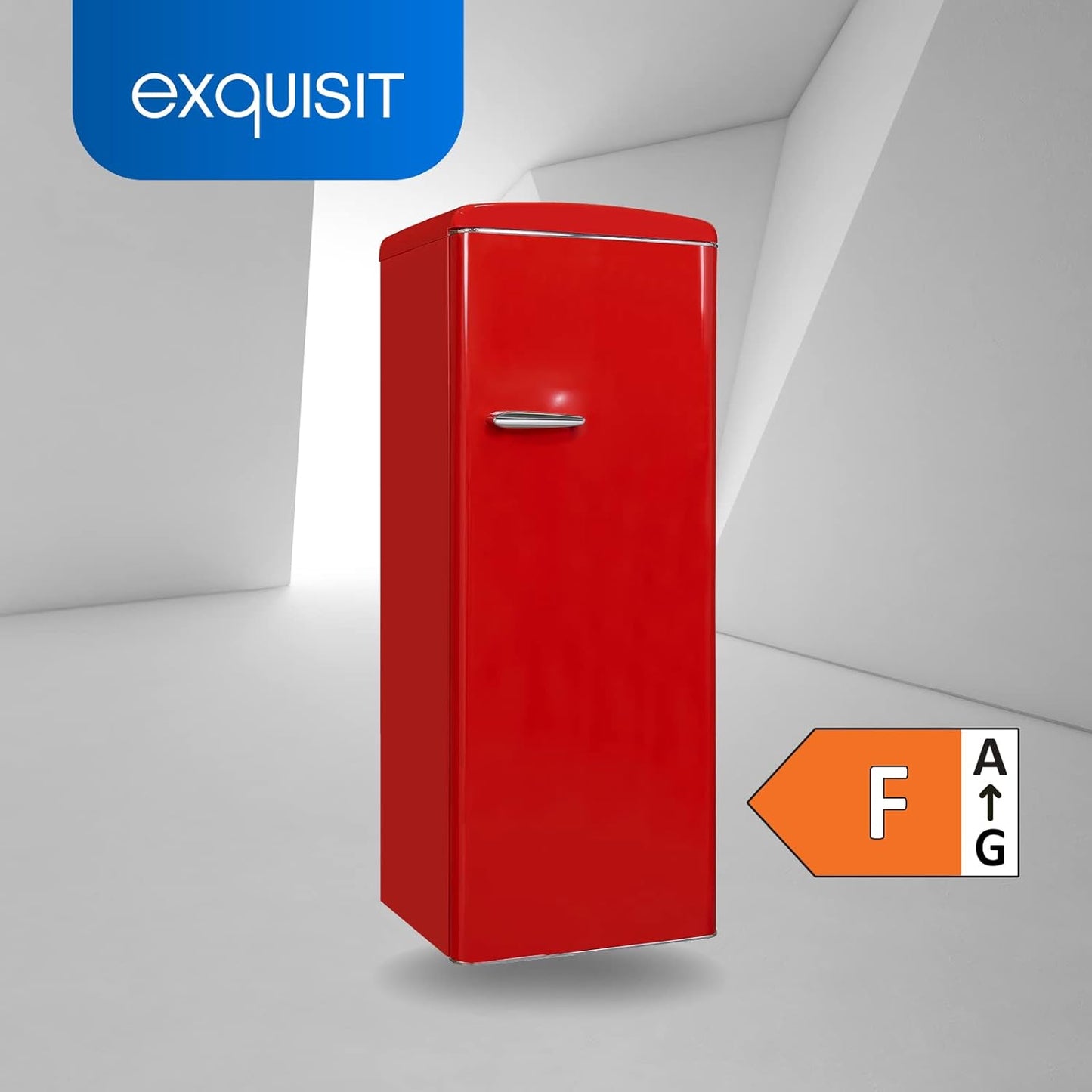 Exquisit Réfrigérateur Rétro RKS325-V-H-160F - Rouge - Appareil Sur Pied - Volume : 229 L - Rouge