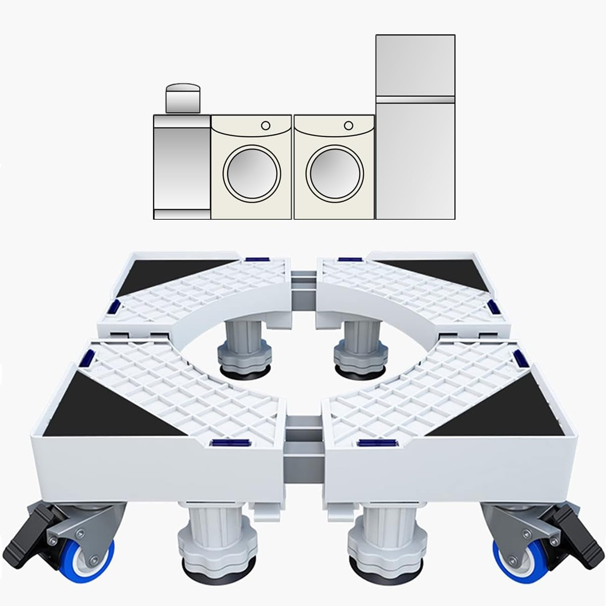 Support De Machine À Laver Réglable Et Mobile, Roue Télescopique, Frein, Plate-Forme Élévatrice Pour Équipement Lourd Tel Que Réfrigérateur Et Sèche-Linge