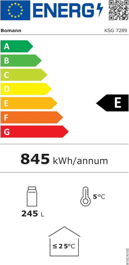 Bomann, Réfrigérateur Pour Boissons 244L, Eclairage Intérieur LED, KSG7289, Noir