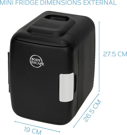 Body Escape Mini Réfrigérateur Beauté Pour Soins De La Peau - Mini Réfrigérateurs Beauté - Petit Réfrigérateur Rétro, Portable, Compact Et Silencieux Pour Le Maquillage - 5L- Mono Noir