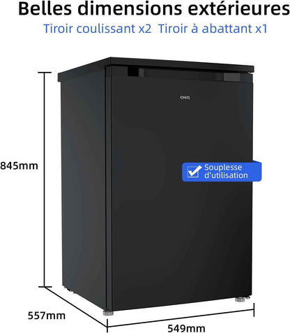 Congélateur Armoire 85L Pour Cave Ou Bureau Noir (CSD90D4D) | -24°C, 39Db, Porte Réversible, Thermostat Réglable, Gain De Place