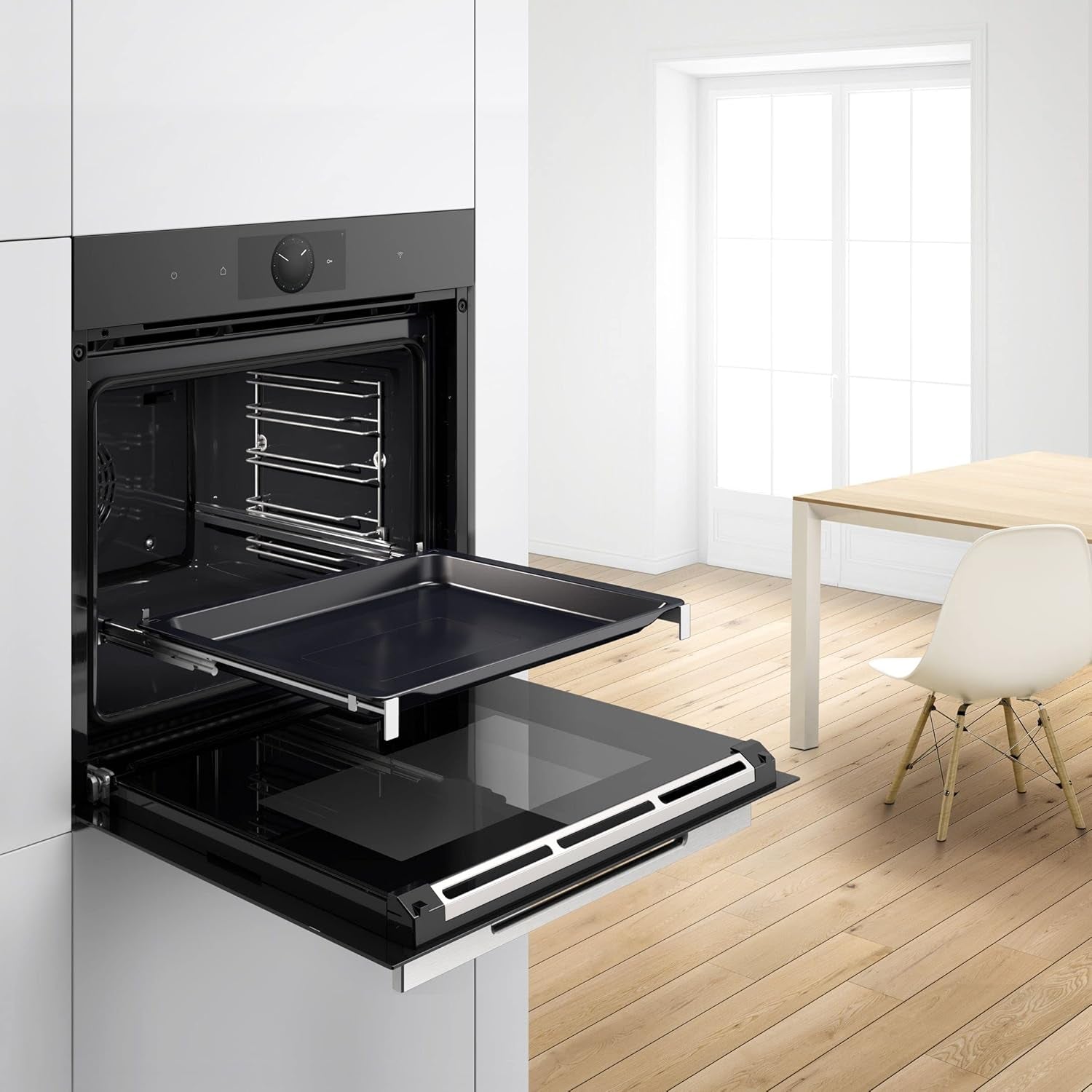 HEZ638070 Accessoires Pour Four Avec Rallonge Télescopique Indépendante De Niveau, En Acier Inoxydable, Fabriqué En Allemagne