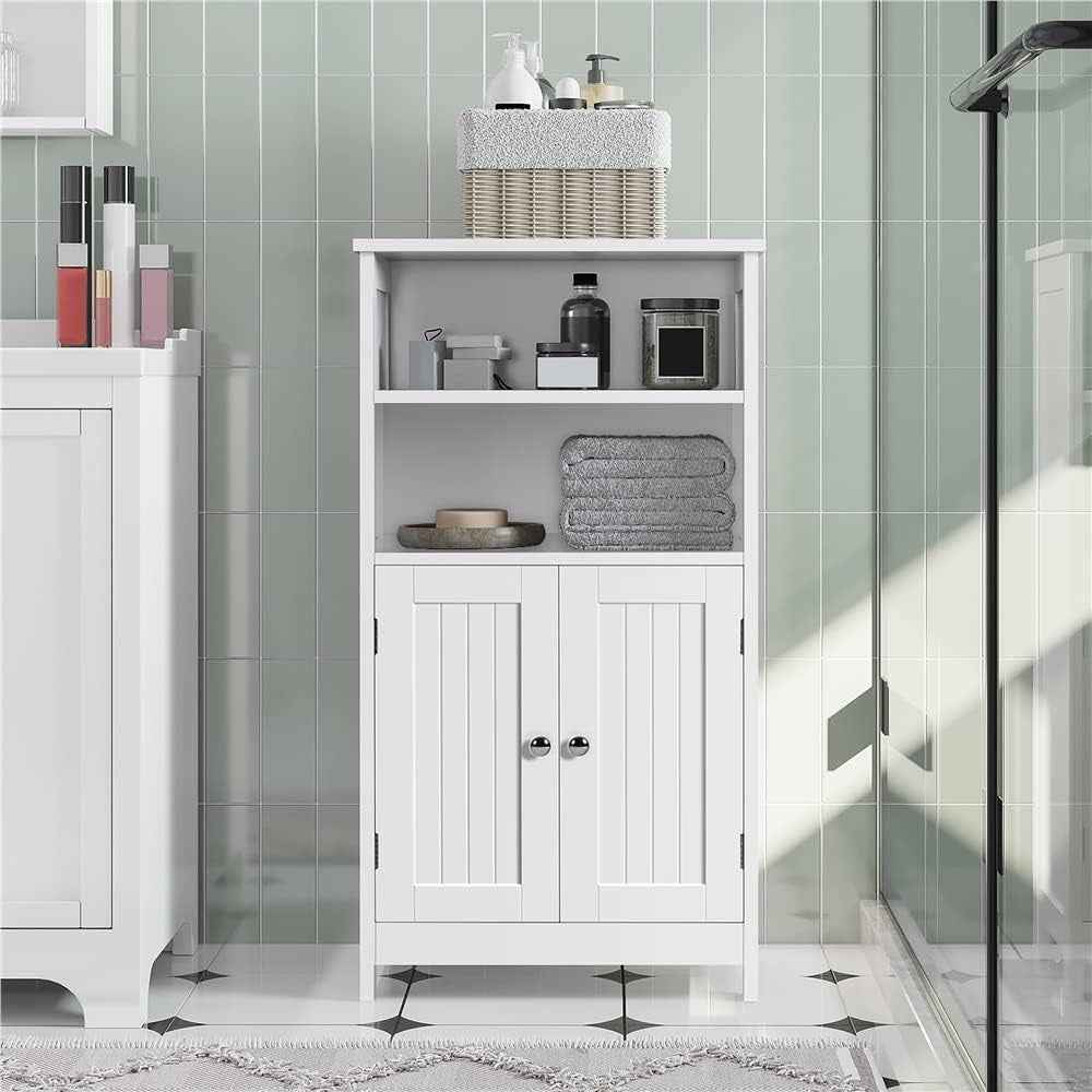 Meuble De Salle De Bain, Meuble De Rangement, 2 Étagères, Armoire Planche Réglable En Hauteur, Salon, Cuisine, Couloir, Profond 50 X 30 X 92,5 Cm Blanc