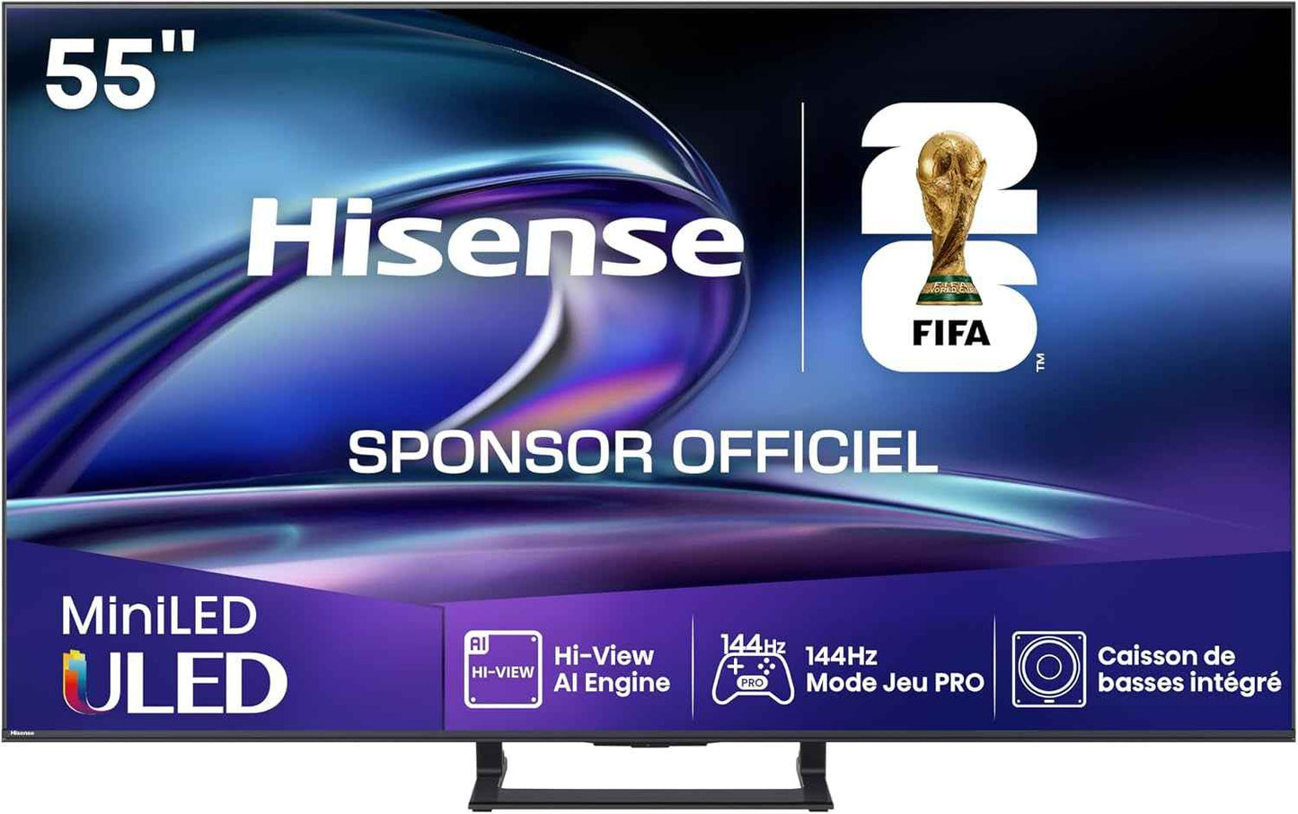 Hisense 55E8Q 55 Pouces (139 Cm) - Téléviseur 4K Mini-Led QLED, Dalle 144Hz Native, Dolby Vision IQ & Atmos, Mode Jeu Pro, Smart TV Vidaa