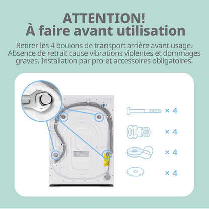 ' Lave-Linge 8KG Classe a Moteur BLDC 1400RPM Blanc CFE12EW80/W-FR | 15 Programmes, Prélavage, Lavage À La Lapeur, Lavage Rapide, Design Slim 48 Cm, Frontal Machine À Laver