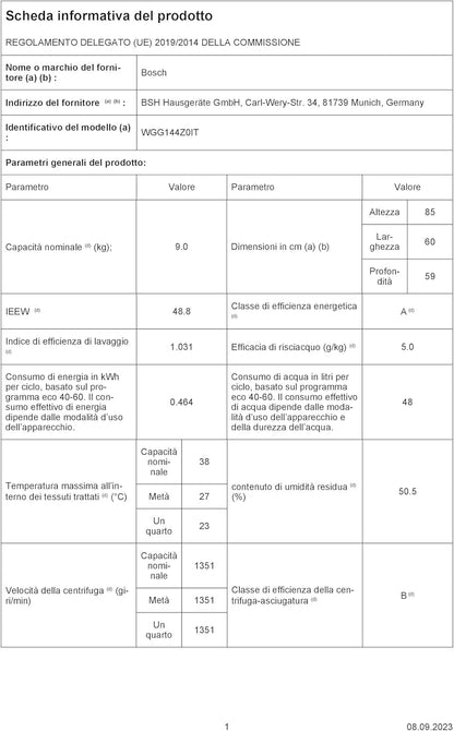 Lavatrice Libère Installazione  WGG144Z0IT