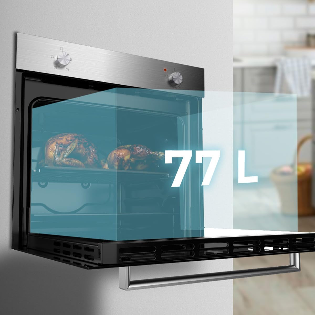 Four Encastrable Bolero Hexa C126000 Inox A. 2800 W, Capacité De 77 L, 4 Fonctions, Steam Assist, Steam Easyclean, Cooling Fan, Triple Vitrage, Classe Énergétique A, Lumière Intérieure.