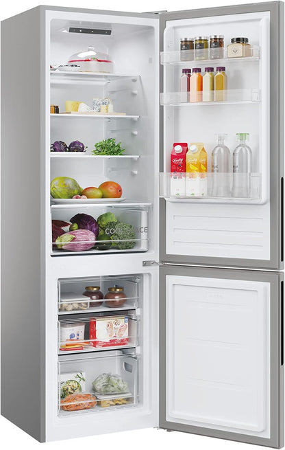 H-FRIDGE 300 HOCT3L517ES2 Frigo-Congélateur 2D Autonome, Technologie Low Frost, Fonction De Superrefroidissement, Affichage Électronique, Classe Énergétique E, Argent