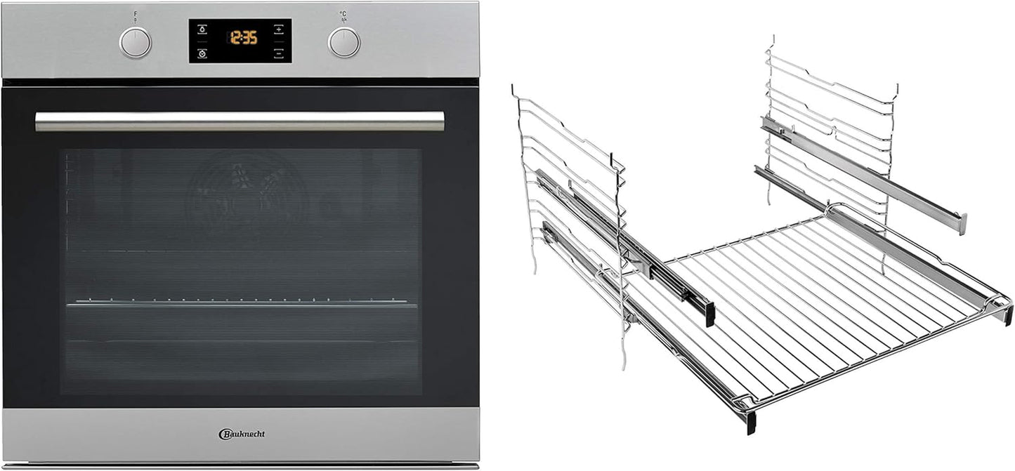 Bauknecht BAR2 KP8V2 in Four Encastrable Avec Système De Nettoyage À Pyrolyse/A/Espace De Cuisson Maxi 71 L / 2 Compartiments De Cuisson/Power Air Chaud/Revêtement Intérieur Facile À Nettoyer