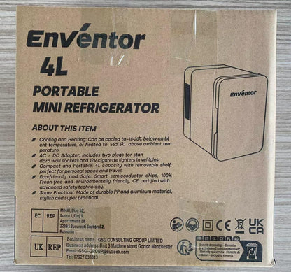 Mini Frigo 4 Litres, Petit Réfrigérateur Portable, 6 Canettes, Mini Réfrigérateurs Cosmétiques Pour Cooler and Warmer, Mini Petit Frigo Pour Chambre/Voiture/Voyage/Boissons, Blanc
