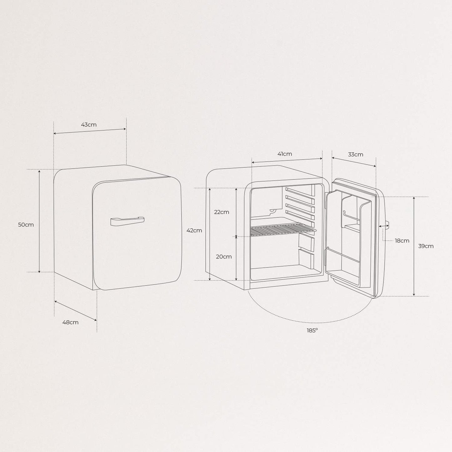 / RETRO FRIDGE 50 Silver/Réfrigérateur Noir Avec Poignée Argent/Pratique Et Fonctionnel, Matériaux Résistants